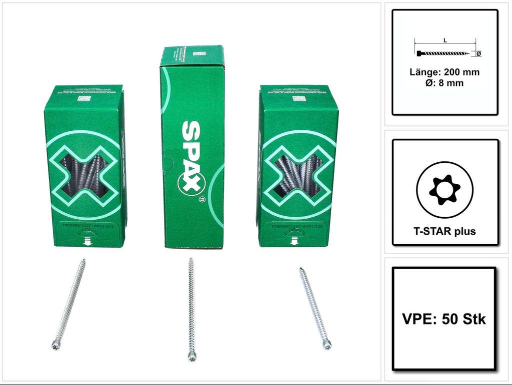 SPAX® 1221010802005 SPAX® Holzbauschrauben T40 Zylinderkopf Zdjęcie produktu 