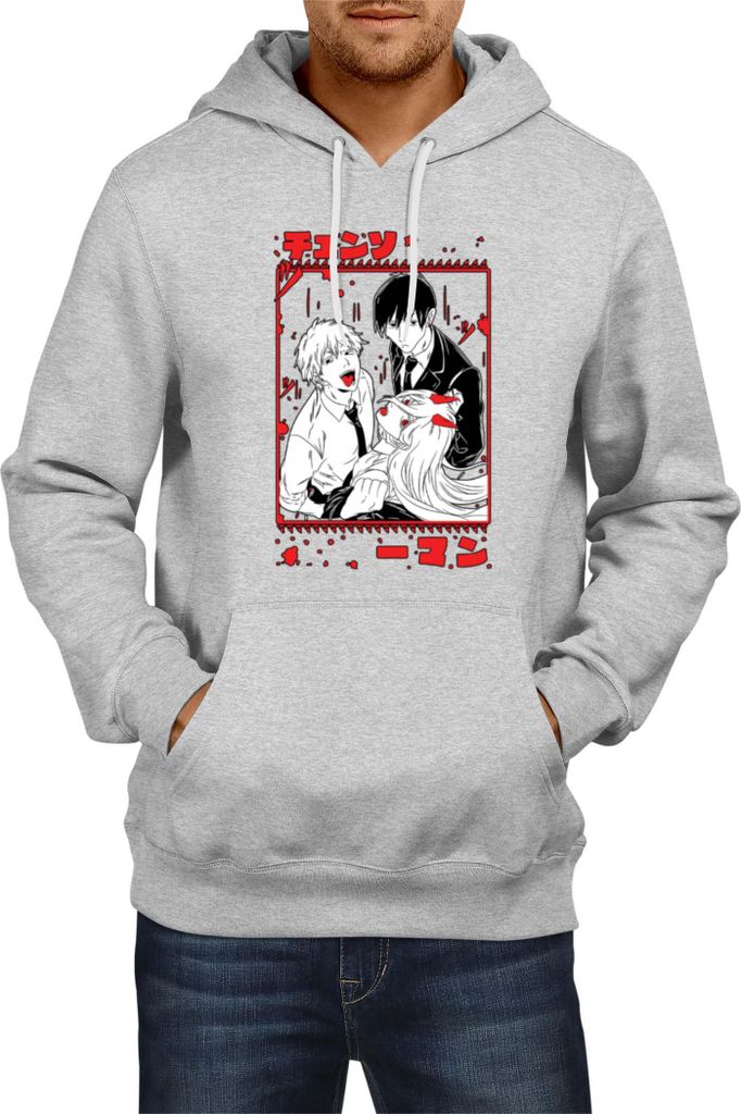 Herren Kapuzenpullover Manga Japan Anime Comics Animation Chainsaw Anime manga Man 16, Man 2XL / Grau