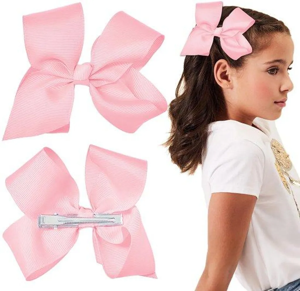 Barrettes roses nœud papillon en tissu doux pour maman et fillette