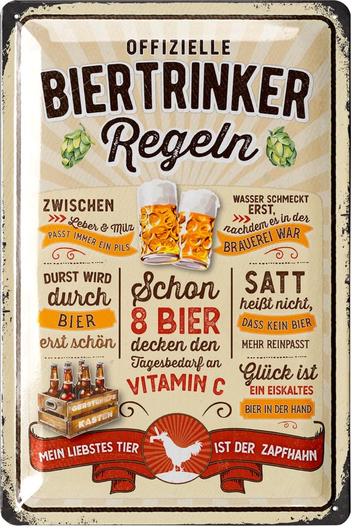 LANOLU Blechschilder retro Bier Bar Deko, Metallschilder mit Spruch für Partyraum, Küche, Bardeko, Cocktail Schild als Geschenk 20x30cm