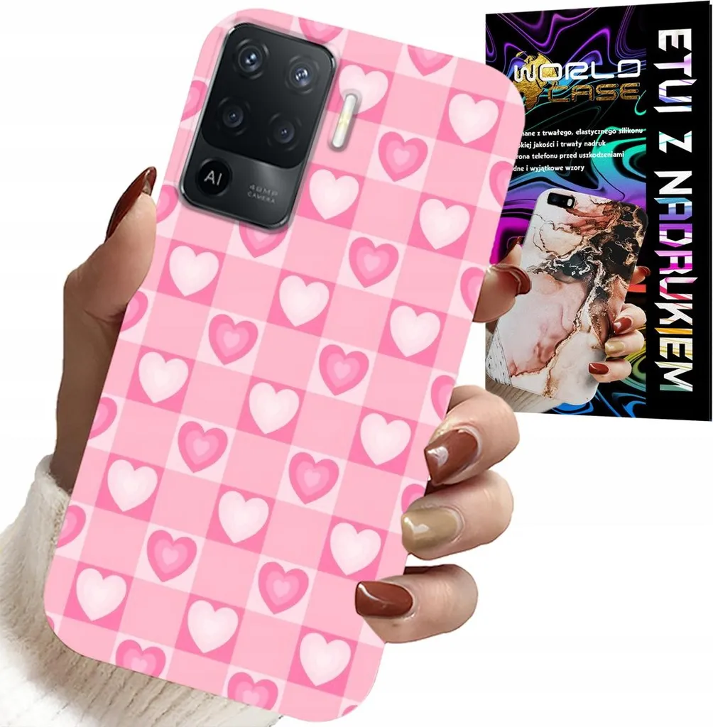 Cover Oppo F19 Pro Rosa Heart Grid + Screen Protector | Must-Have