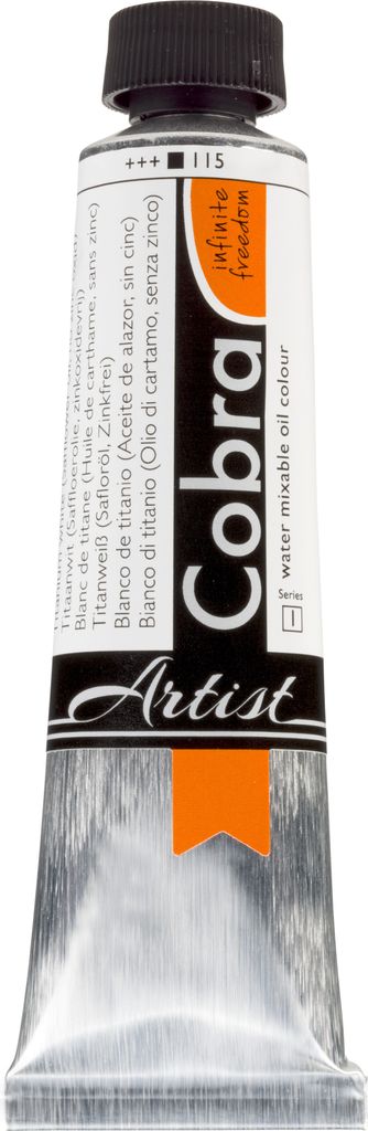 Cobra Artist Wassermischbare Ölfarbe Tube 40 ml Titanweiss (Safloröl, Ohne Zink) 115