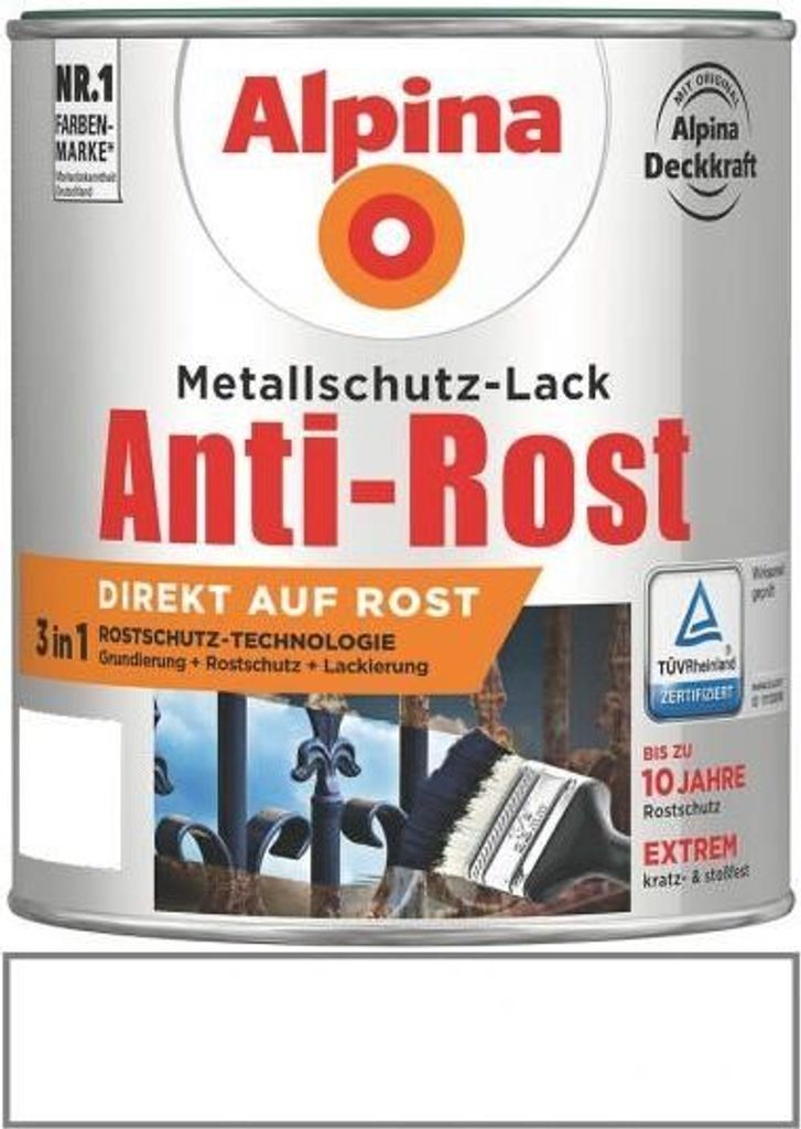 Alpina Metallschutz-Lack Anti-Rost 2,5 L weiß matt Produktbild 4