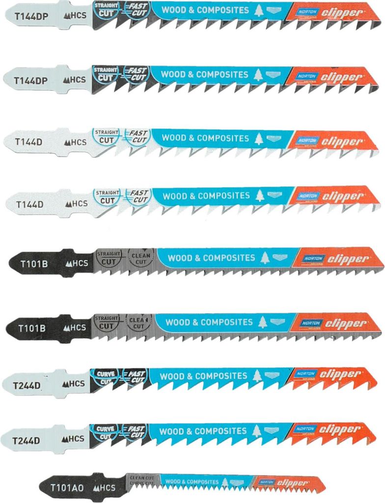 Norton Stichsägeblätter-Set, Stichsägen-Set, 10 x HCS