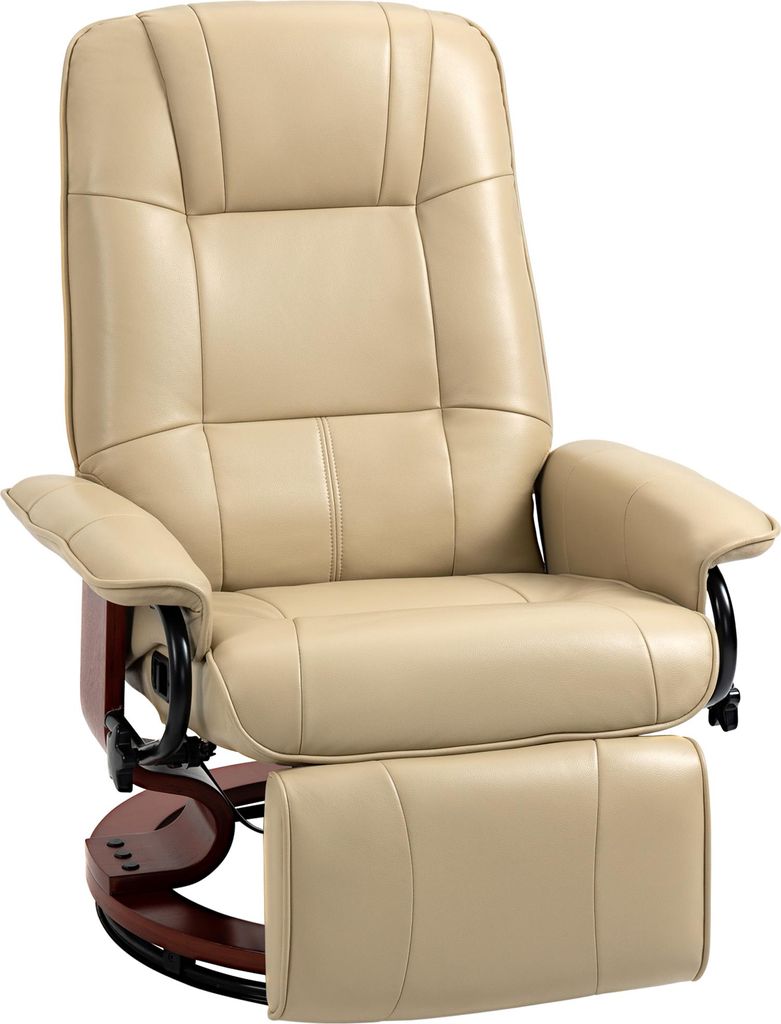 Relaxsessel, verstellbar, Liegefunktion, bis 120 kg, Kunstleder, 78 x 87 x 100 cm, Creme