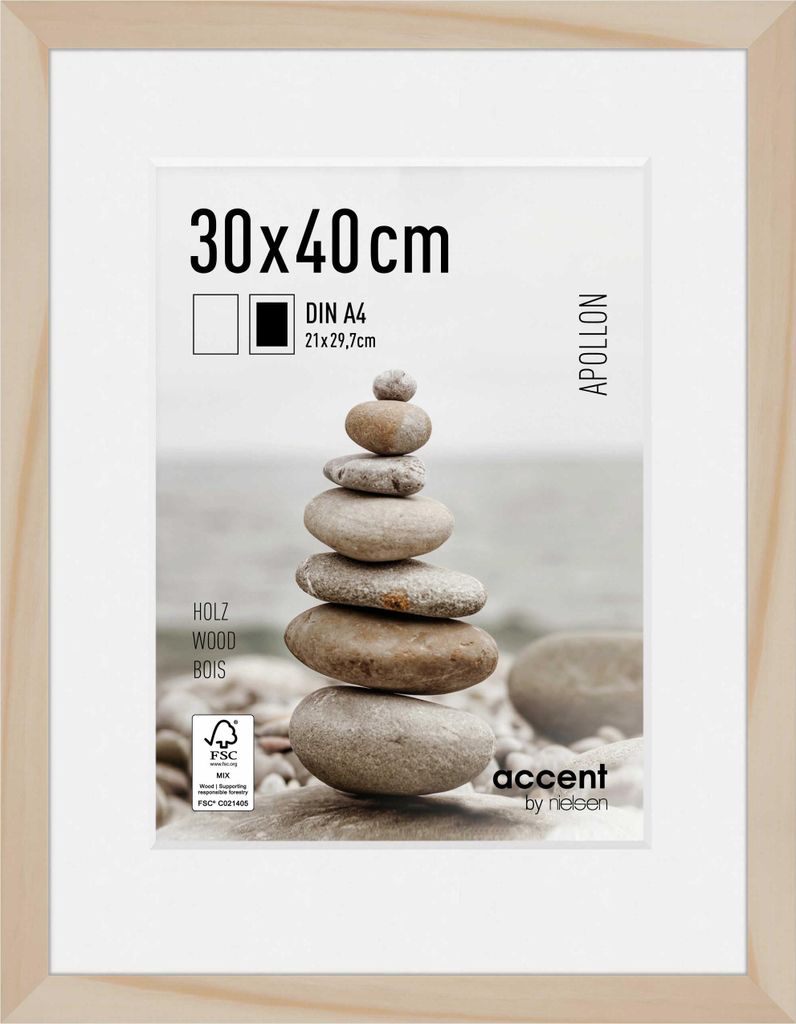 accent by nielsen Holz Bilderrahmen Apollon, 30x40 cm, Natur