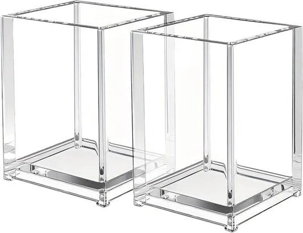 Organiseur de Bureau et Maquillage - 2 Pots Transparents Gain de Place