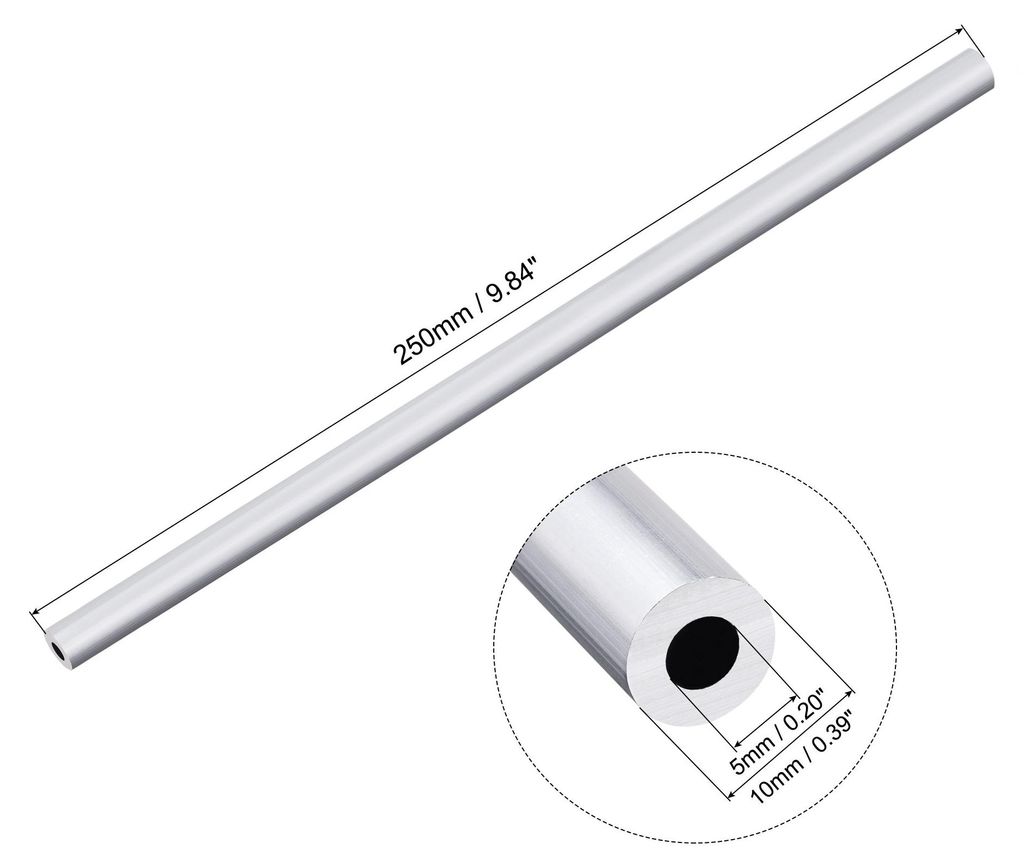 250mm Lange Alurohr 10mm Au?endurchmesser, 6063 Aluminium Rohr 5mm Innendurchmesser, Nahtlose Gerade Rundrohr Aluprofil Rohre fš¹r Industriebau B...
