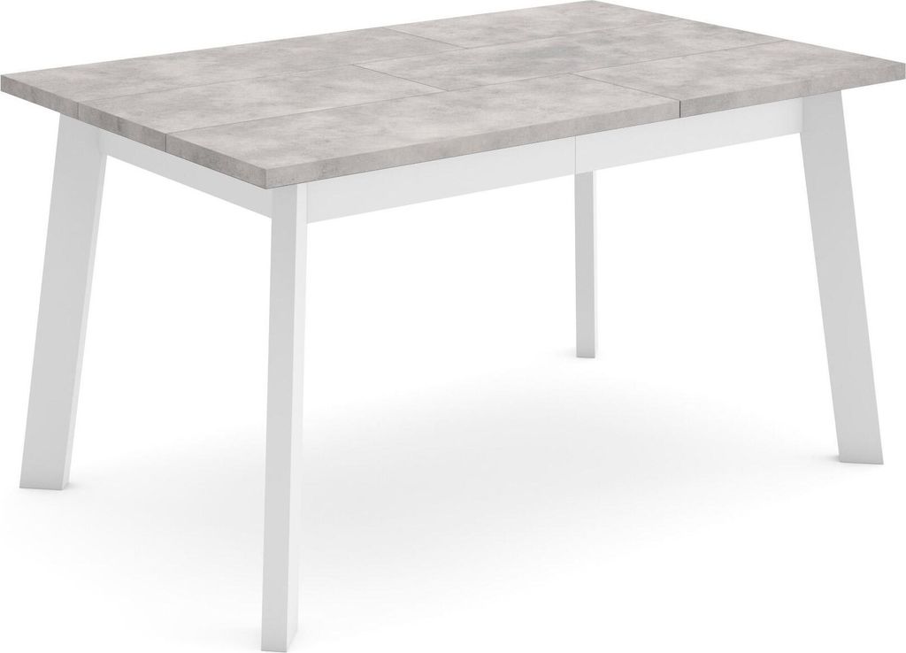Esszimmertisch, 140x90x75cm, Für 6 Gäste, Hölzerne Beine, Zementgrau