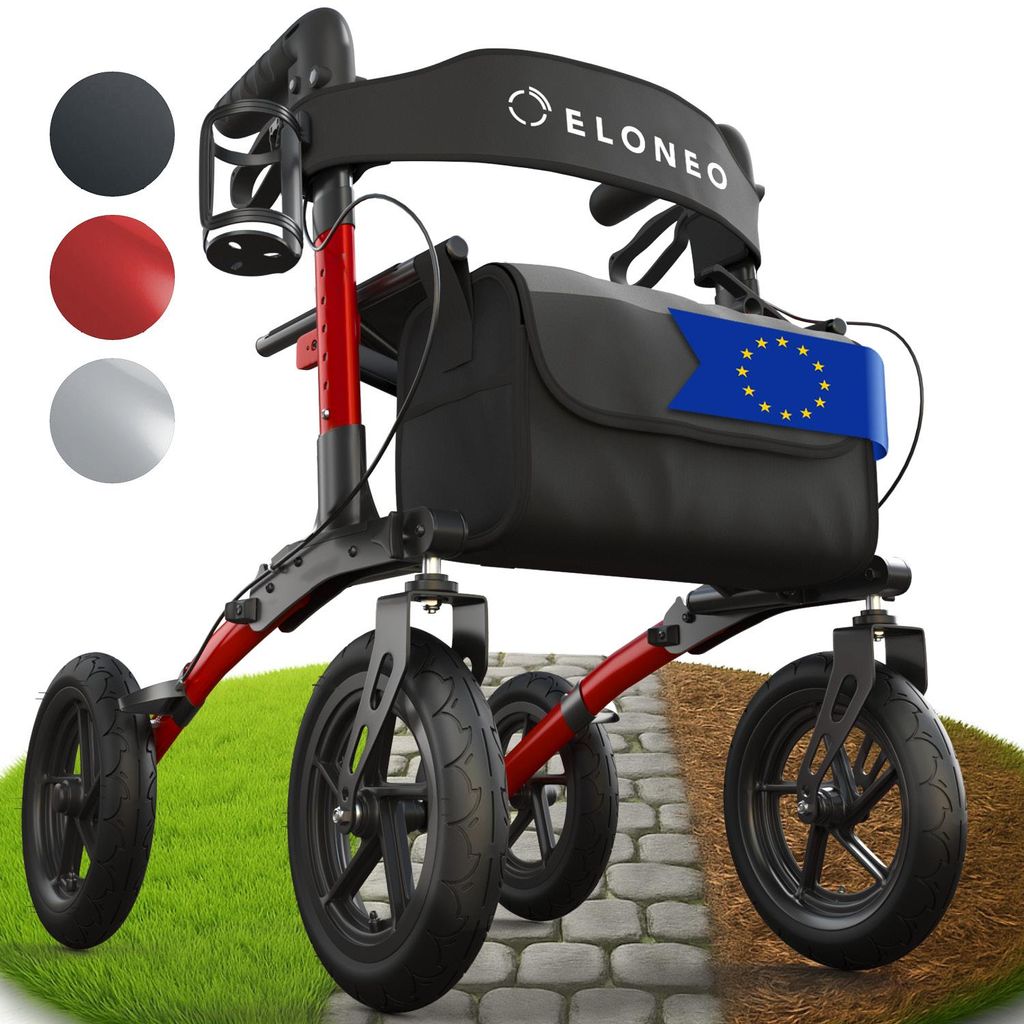 ELONEO Rollator pieghevole con sedile, rollator per esterni Immagine del prodotto 