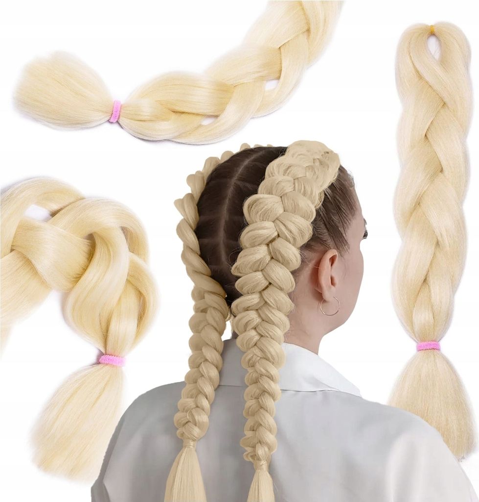 Włosy Syntetyczne Do Warkoczyków Doczepiane Blond 120 Cm Zdjęcie produktu 