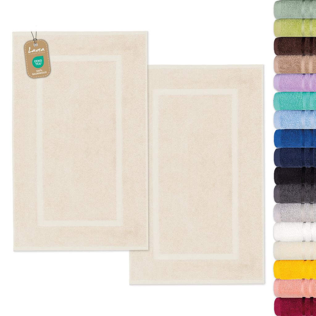 Lavea® 2er Set Badematte 50x80 cm, Badezimmerteppich 100% Produktbild 