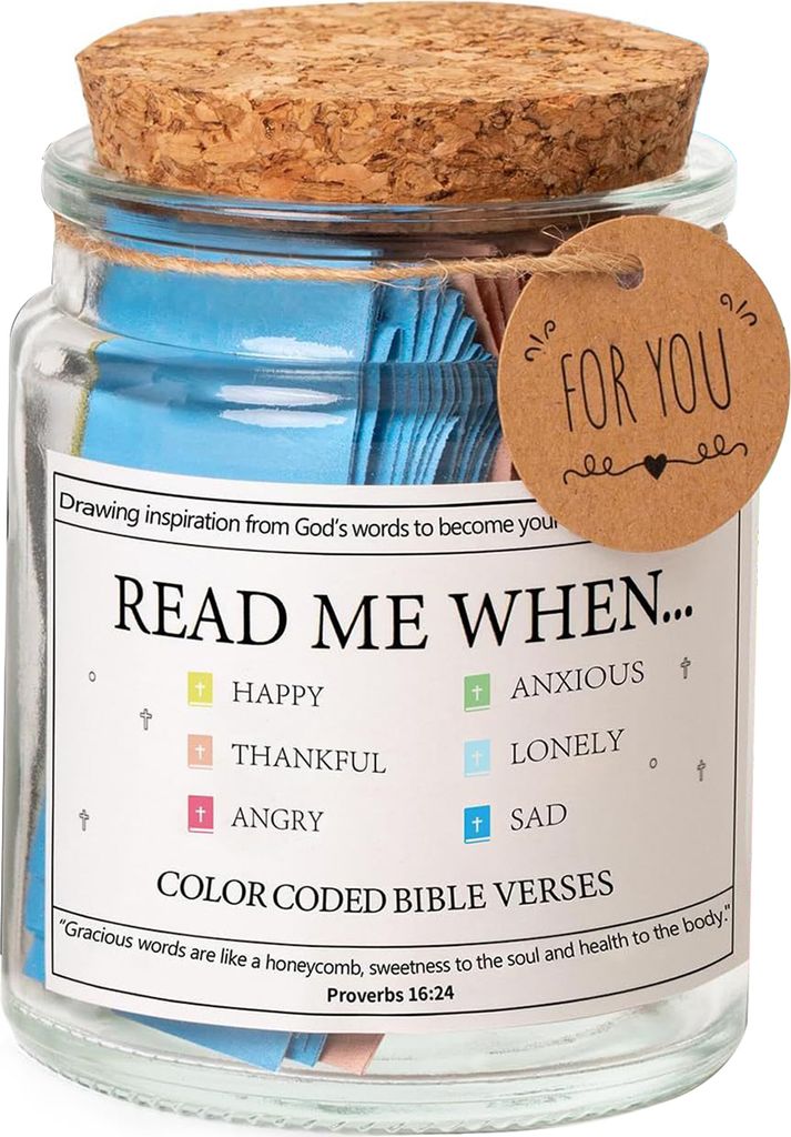 Glas mit Bibelversen, „Lies mich, wenn“, Glas mit Bibelversen, Glas mit täglichem Gebet und Hoffnung, mit 90 Versen, christliche Geschenke fü...