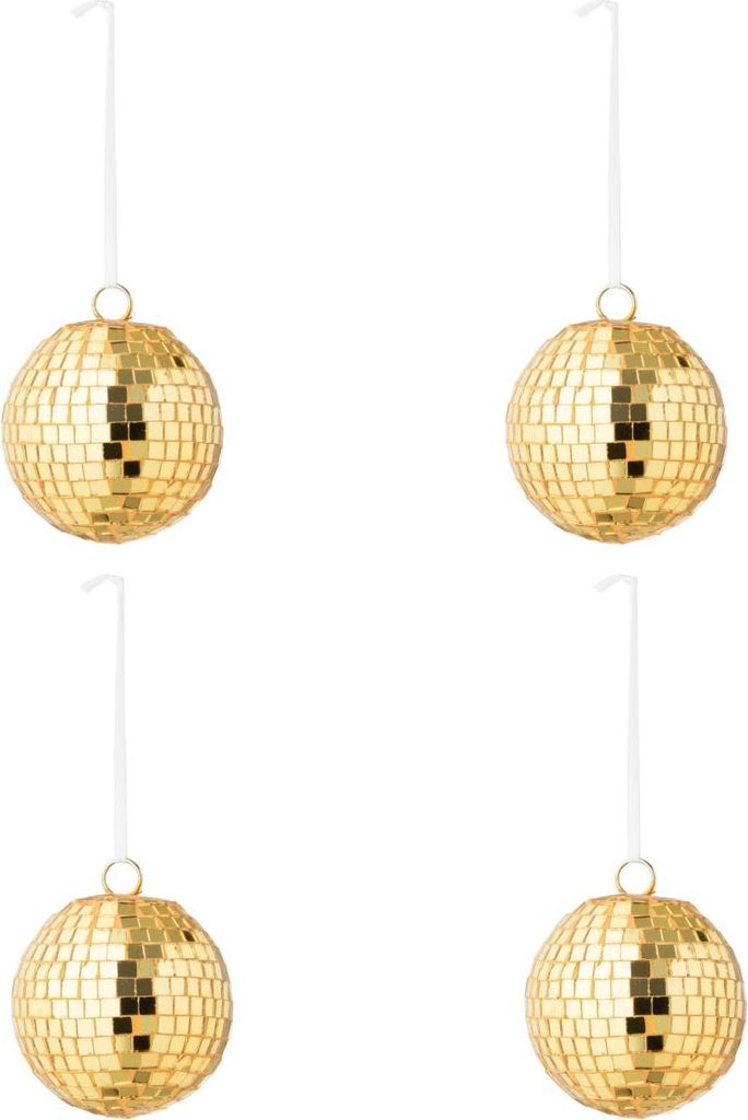 J-Line Dose Von 4 Weihnachtskugel Spiegel Glas Gelb Small