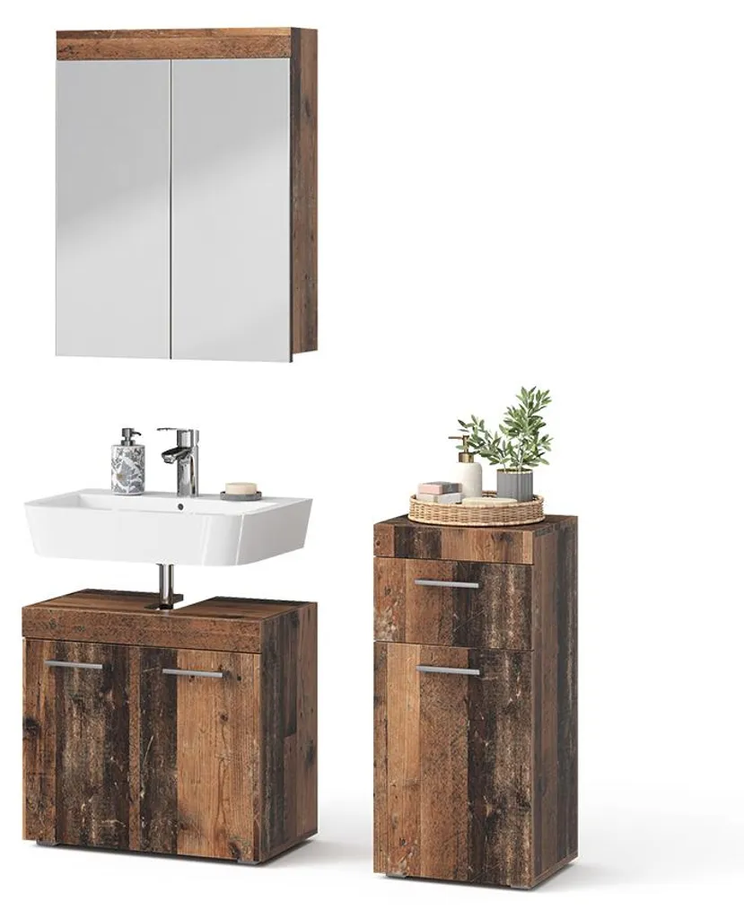 Meubles salle de bain Vicco Luna Oldstyle 3 pièces finition robuste