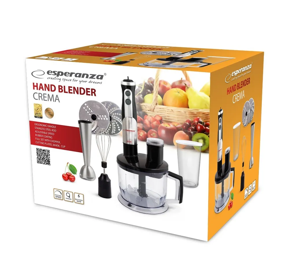 Mixeur Puissant 800W Esperanza EKM004 Bol 0,6L Lames Acier Inoxydable