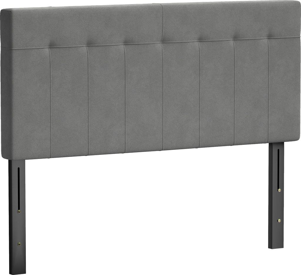Kopfteil 3-fach höhenverstellbar Bettkopfteil mit Metallbeinen Samtoptik für Schlafzimmer 140x10x106/116/126 cm Grau