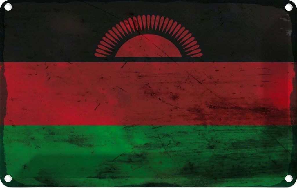 vianmo Blechschild 20x30 cm Malawi Rost Flagge Fahne Wappen