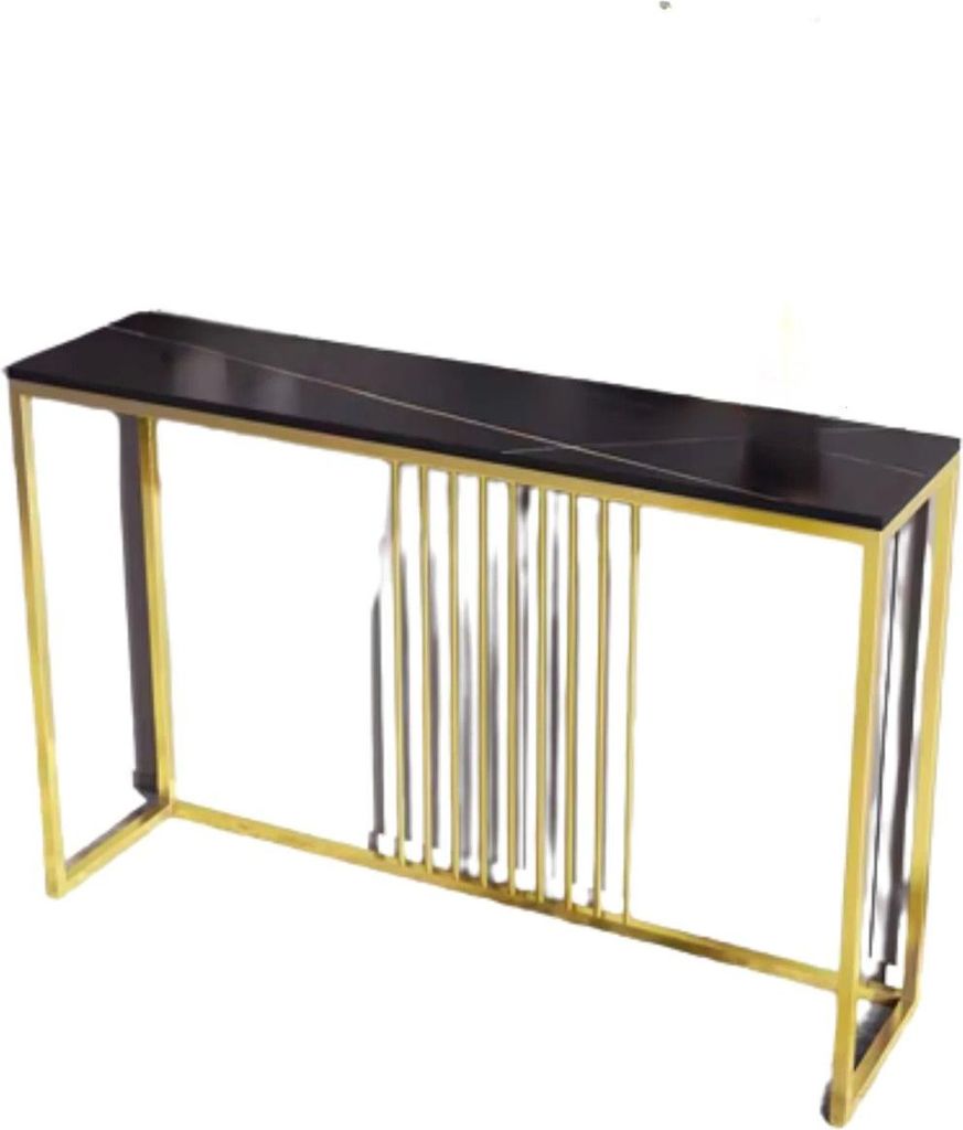 Bolt Edge Consoletisch – Beistelltische – Wandtisch – Modern und Minimalistisch – Marmerlook – Metallgestell – 120×30×78,5cm – Schw...