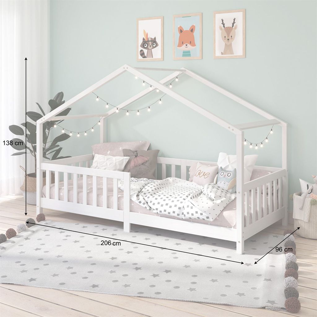 Hausbett LISAN aus massiver Kiefer in weiß, schönes Produktbild 3