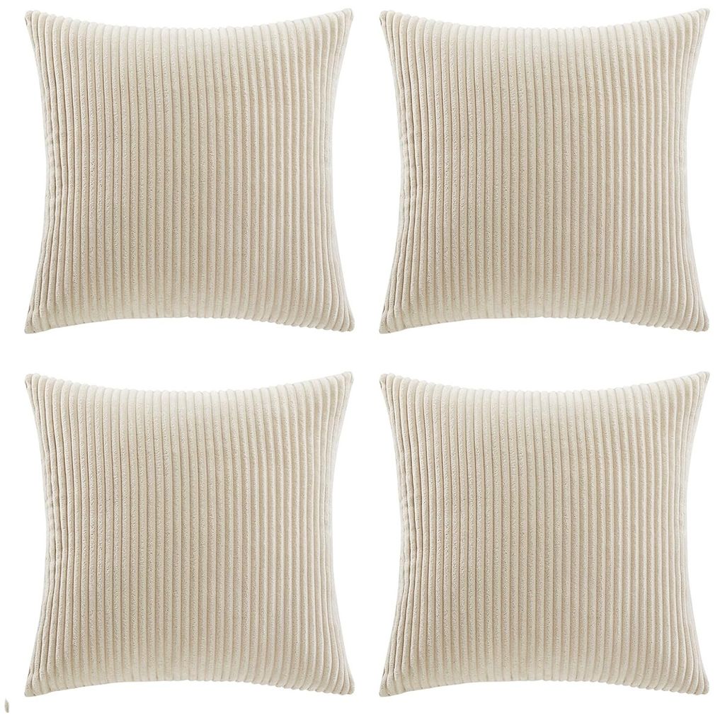 Kissenbezüge, 4er Set Kordsamt Kissenbezug Beige 40x40cm, Produktbild 