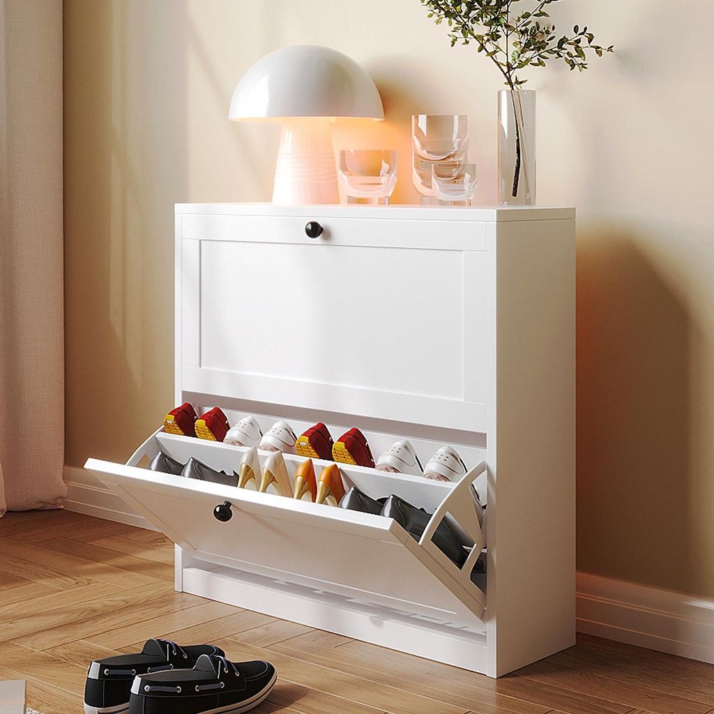 VOWNER Schuhschrank mit 2 Klappen, Schuhregal Schmal, 80 x Produktbild 