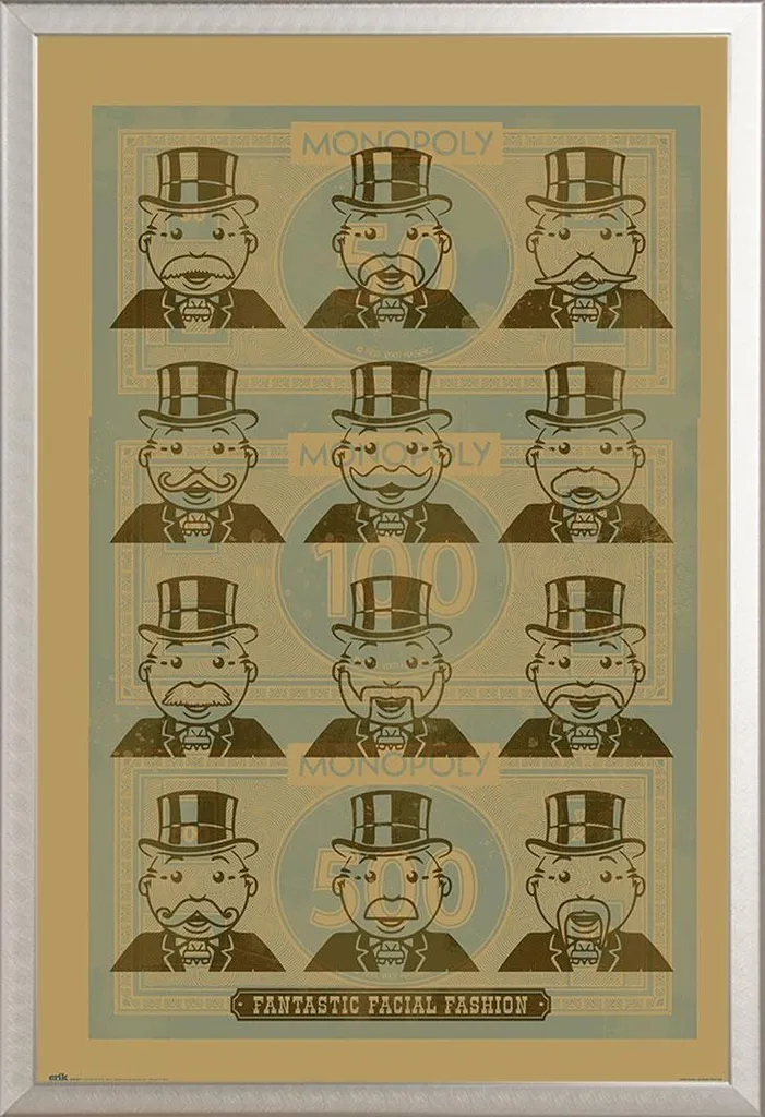 Poster Monopoly Maxi 61x91,5 con Cornice Shinsuke Argento Alluminio
