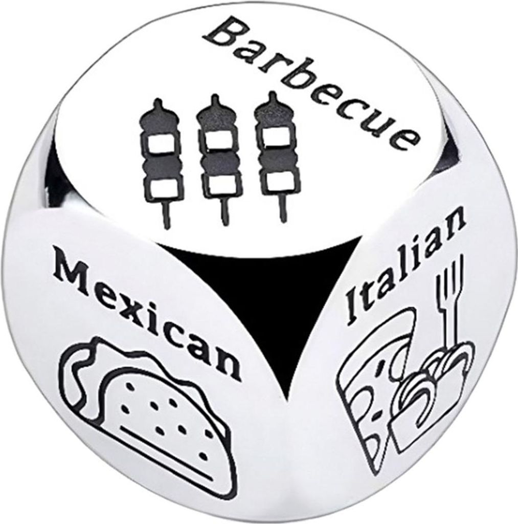 1 Stück Edelstahl Lebensmittel Entscheidung Würfel 6 Seiten Barbecue Mexican American Meeresfrüchte Italienisch Chinesisch Abendessen Decider W...