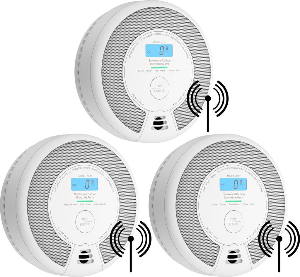 X-Sense SC07-W Drahtlos vernetzbarer Kombimelder 3er Pack – Produktbild 