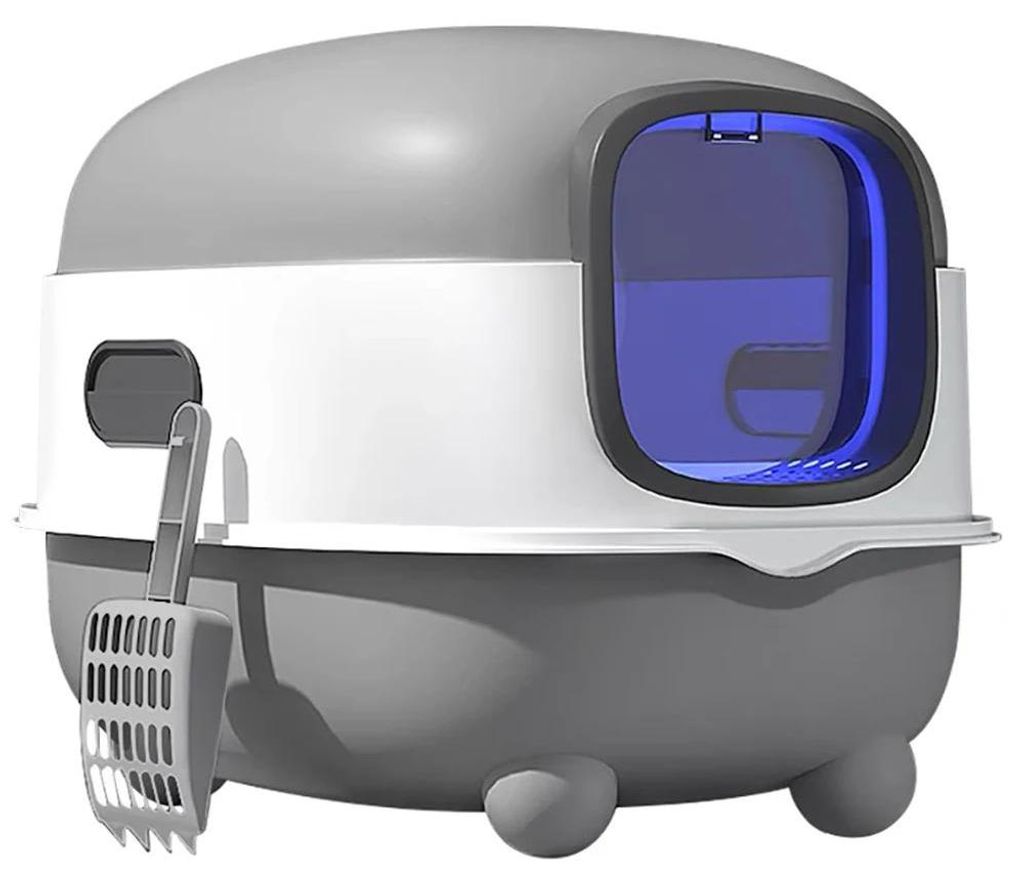 Katzentoilette - Geschlossenes Katzenklo - UV-Sterilisation - USB-Betrieb - Mit Schaufel & Deobeutel - Kunststoff - Bis 8 kg - Grau