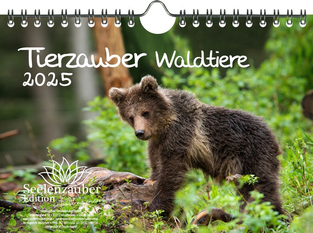 Tierzauber Waldtiere DIN A5 Wandkalender für 2025 Tiere im Wald - Seelenzauber