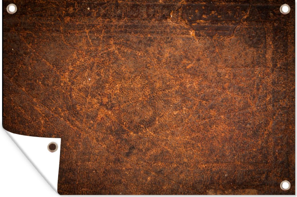 MuchoWow 120x80 cm Outdoor-Poster Gartendeko Sichtschutz Garten Poster für den Garten Leder - Textur - Braun - Orange