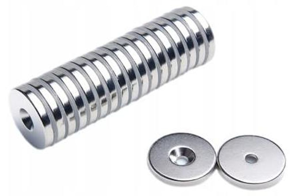 Neodym-Ringmagnet MP 20x(7,5x3,5)x3 N38 für Schrauben, 10 Stück