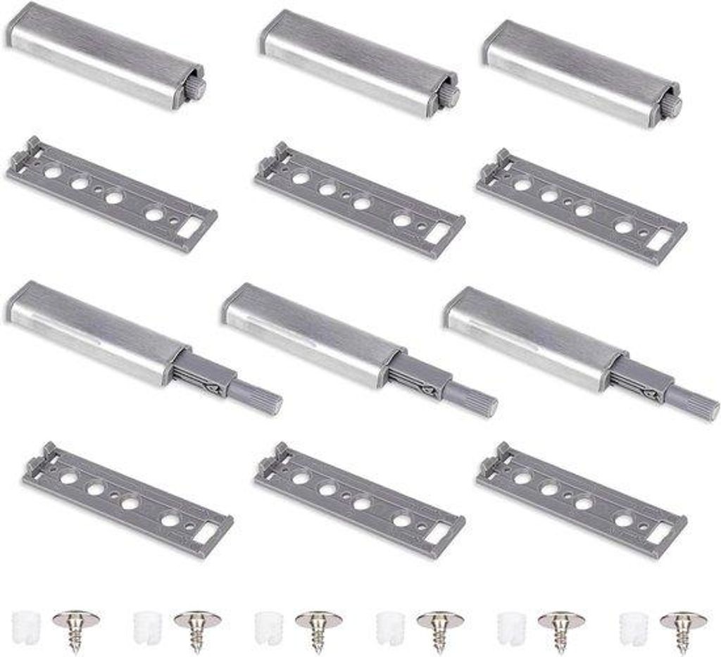 6 Stück Druck-Zug-Öffner für Schranktüren | Push-to-open, Dämpfer, Magnetschloss, Tip-on, Seitenverschluss, Drucköffner | Haustüren und Schr...