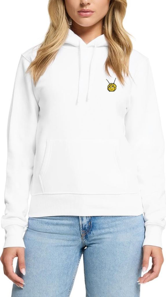 Spreadshirt Biene Maja Portrait Stick Damen Premium Hoodie, S, Weiß