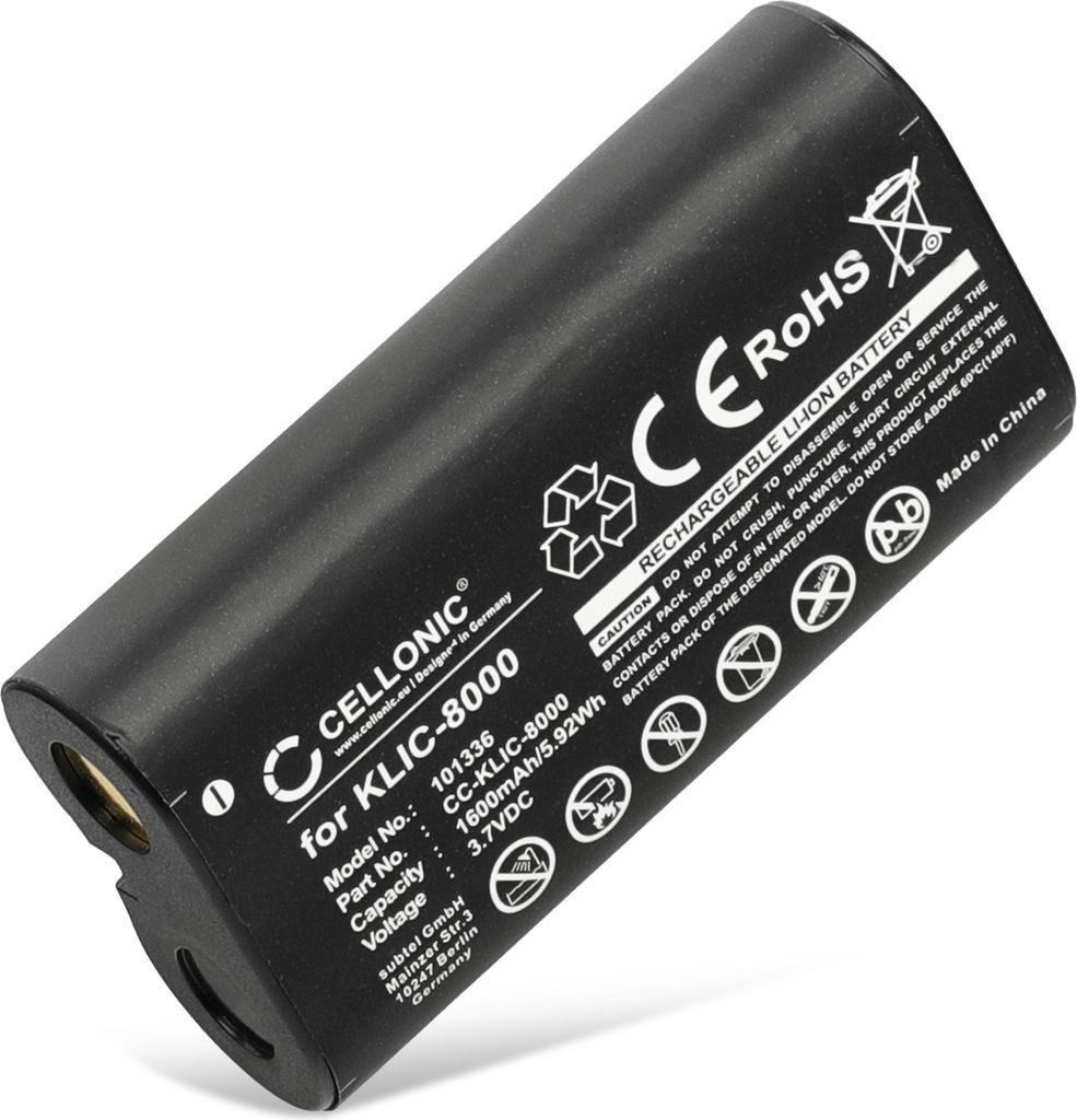 CELLONIC 1x Akku für Kamera Kompatibel mit Kodak Easyshare Z8612 IS, Easyshare Z812 IS, Easyshare Z1012 IS, KLIC-8000 - (1600mAh, 3.7V)
