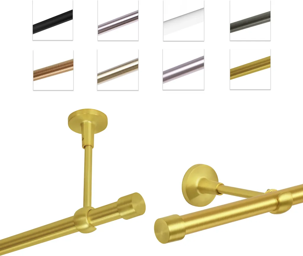 Bastone Per Tende 200 cm Ottone Oro Lucido - Montaggio Parete o Soffitto