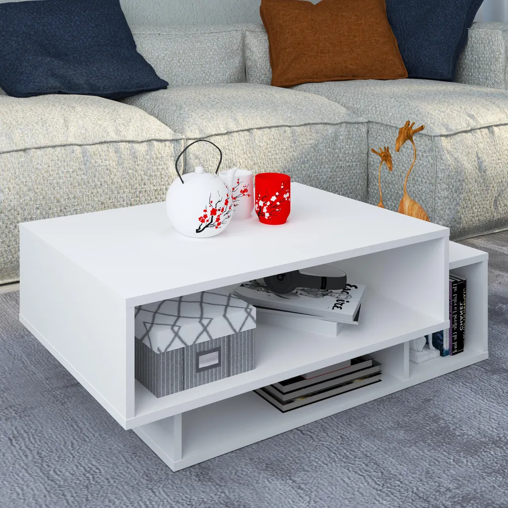 Table Basse de Salon Rectangulaire Bois Brun Sofatic Runila 88x50 cm - 3