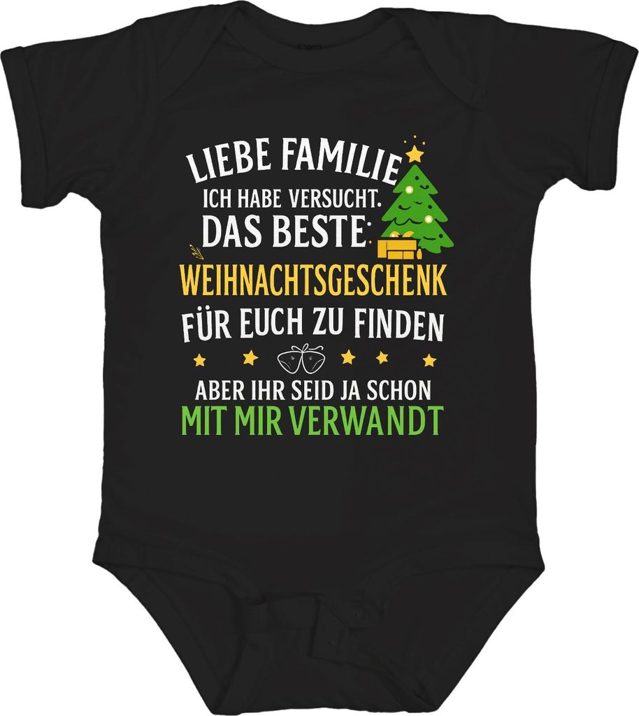 Liebe Familie bestes Weihnachtsgeschenk lustig verwandt Spruch Unisex Baby Body, Schwarz, 18/24