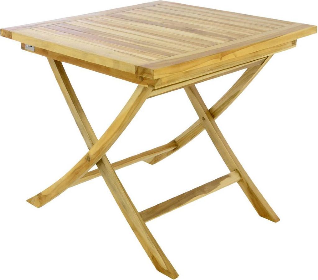 VCM Klapptisch | Maße 80x80 cm | Balkontisch | Gartentisch klappbar | hochwertig Teak Holz | Gartenmöbel
