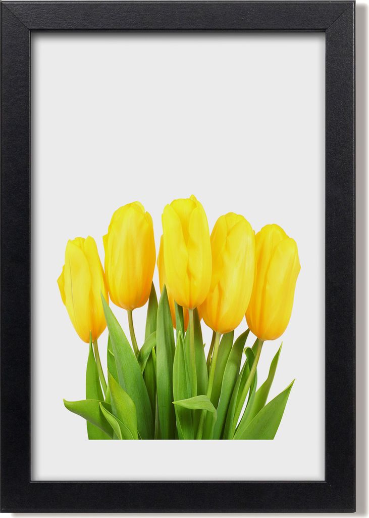 Bild 20x30 MDF-Rahmen, Wandkunst Gelbe Tulpen