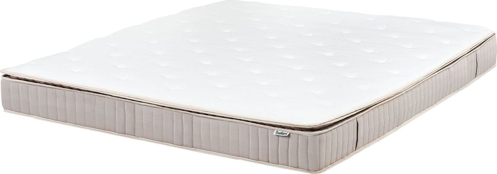 BELIANI Latex-Taschenfederkernmatratze Weiß / Beige Mittelfest 180x200 cm 25 cm Hoch Abnehmbarer Bezug Reißverschluss 7 Zonen Matratze für Doppe...