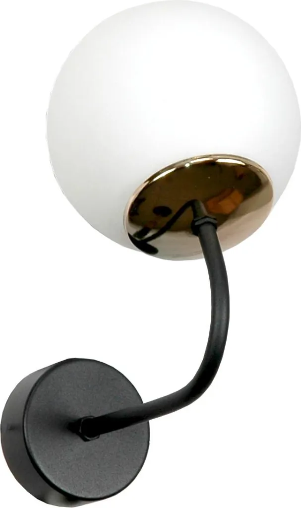 Lampe murale moderne Sofia verre blanc et métal noir douille E14