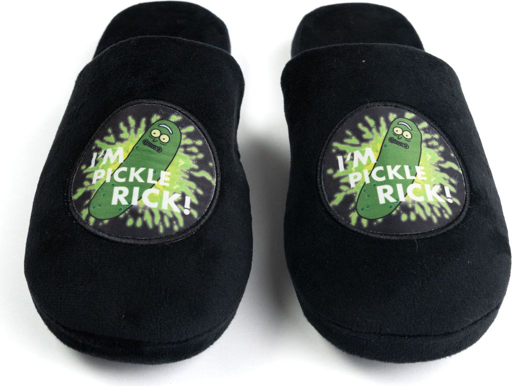 Rick and Morty Hausschuhe für Herren und Damen - I ́m Pickle Rick! Uni Puschen Schlappen Slipper Pantoffeln Schwarz 40-41