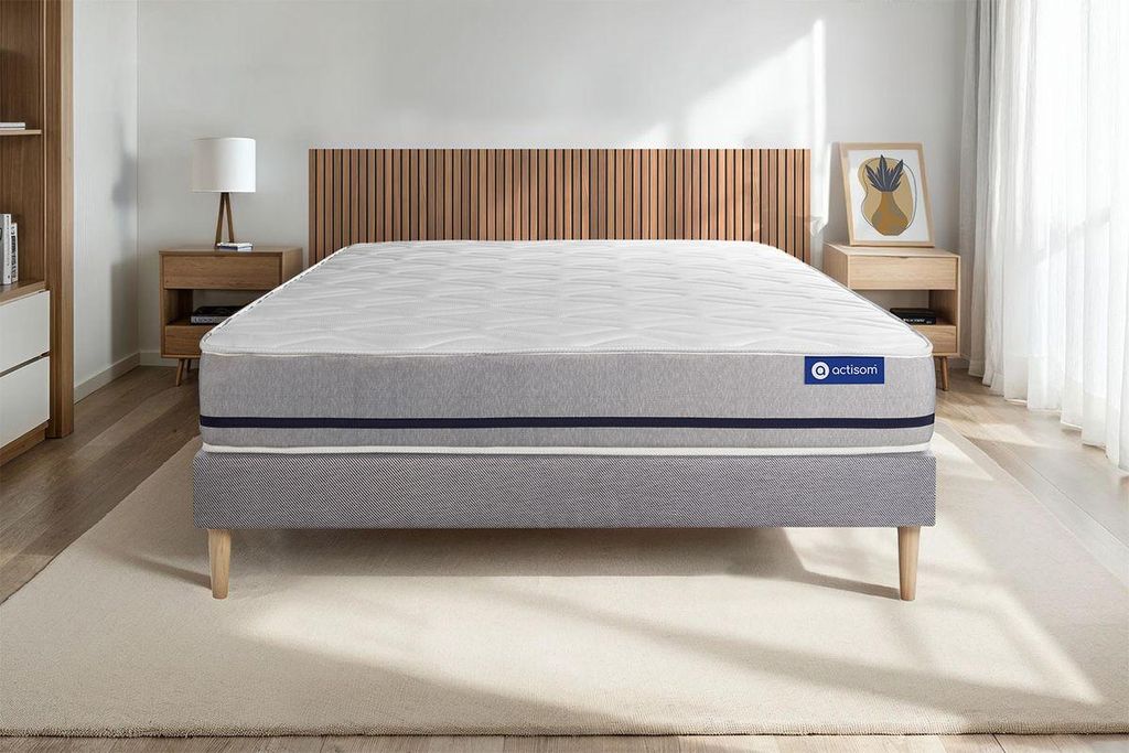 Actilatex soft matratze 90x190cm + Bettgestell mit lattenrost - Dicke : 20cm - Latex und Memory-schaum - H3