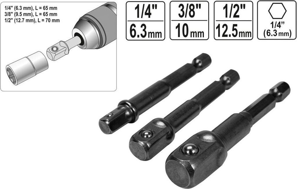 Yato YT-04685 Bitalter di Schraubendreher Stahl 25,4 / 4 mm Immagine del prodotto 