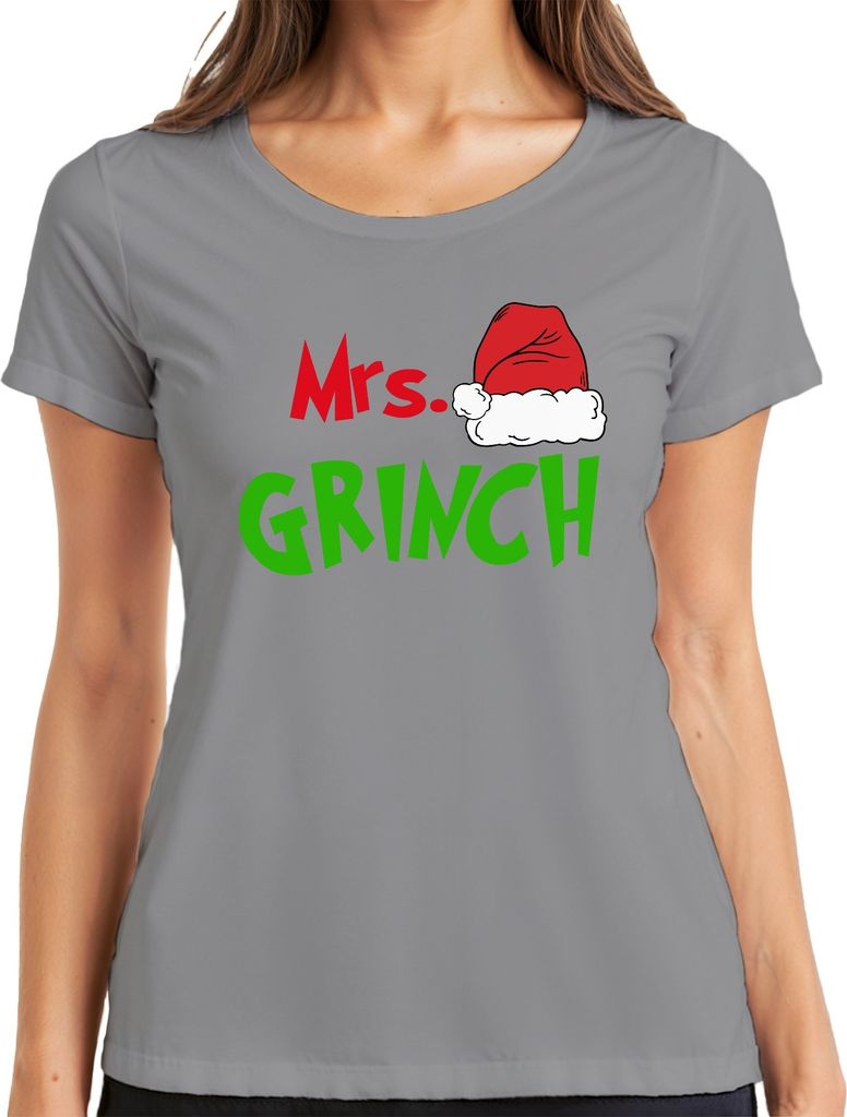 Mrs Grinch Familie Ehepaare Frau Partneroutfit - Weihnachten Christmas Xmas Damen T-Shirt, Grau, M