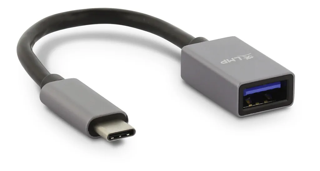 Câble de Transfert USB C vers USB A Gris LMP 16093 pour Informatique