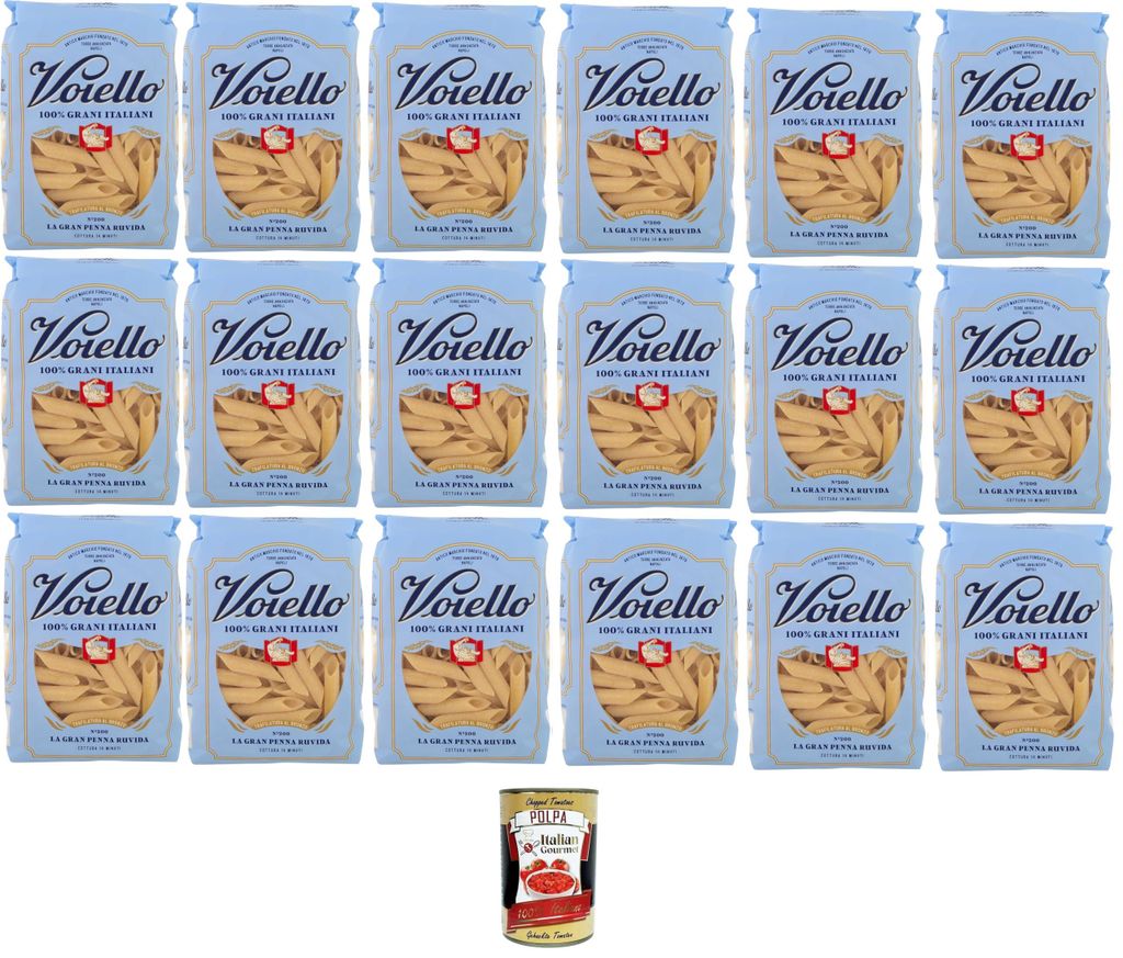 Voiello Gran Penna Ruvida Nr. 200 – Kurze, raue Pasta aus 100% italienischem Grano Aureo, bronzegzogen, robuste Konsistenz – Kochzeit 14 Min ...