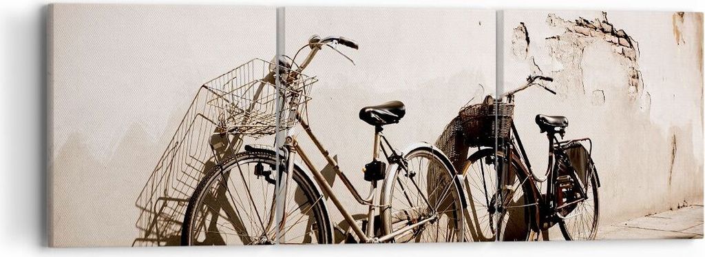 Bild auf Leinwand - Leinwandbild - Fahrrad Ziegel Stadt Italien - 90x30cm - Wand Bild - Wanddeko - Leinwanddruck - Bilder - Kunstdruck - Wanddekora...